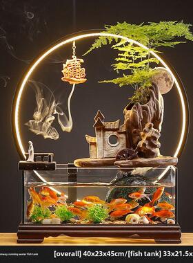 引进财富宝假山流水喷泉饰品创意鱼缸财富循环水办公桌面乔迁开幕