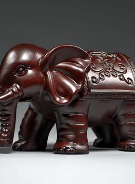 乌木雕刻吸水大象对实木装饰品为家庭客厅，电视，橱柜装饰工艺乔