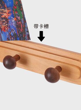 AJU榉实木衣帽挂钩木黑胡木钩子家用日常墙室面桃装饰卧免打孔排