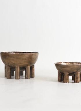 新中式复古装饰金属碗摆件样版房间展厅卖场茶几餐桌花器软装饰品