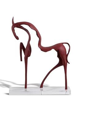 现代新中式简约几何镂空抽象骏马摆件样板间售楼处软装饰品摆设