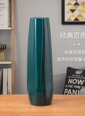 墨绿色红色白色陶瓷花瓶摆件客厅插花大号欧式家居装饰银柳水培