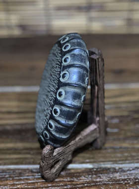 仿古青石中式复古多棱圆鼓造型雕刻茶壶底座茶室玄关庭院禅意摆件