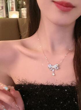 蝴蝶结仙女水滴项链小众设计项链