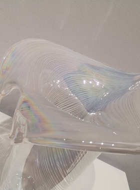 现代艺术简约琉璃花瓶条纹炫彩花器样板间台面家居玻璃装饰摆件