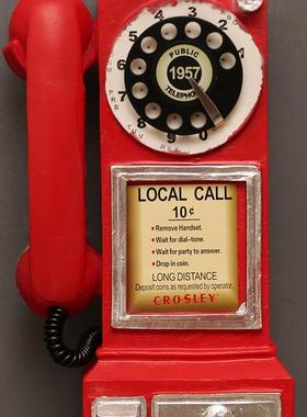 复古树脂电话机摆件壁饰创意咖啡厅墙壁装饰品挂件桌面工艺品摆设