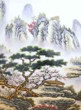 正品景德镇陶瓷粉彩风山水聚宝盆厅装饰品客家居桌面玄缸关水招财