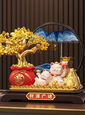 发财树流沙画 画招财猫摆件开 业礼物店铺前台装饰品客厅乔迁新居