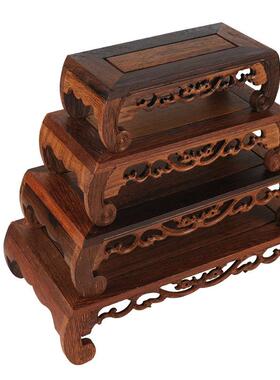 红木雕刻工艺品摆件长方形木托鸡翅木实木质奇石头花盆佛像底座