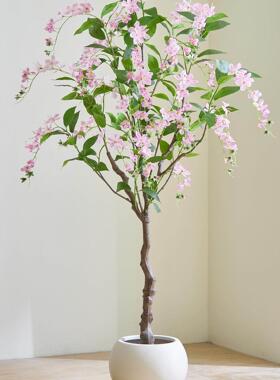 彷地真绿色JPQ植物垂茉莉花室内大型彷彷生绿植丝生假花树摆件落