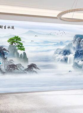 2026新款电视背景墙新中式山水画自粘贴画客厅沙发装饰画壁纸墙画
