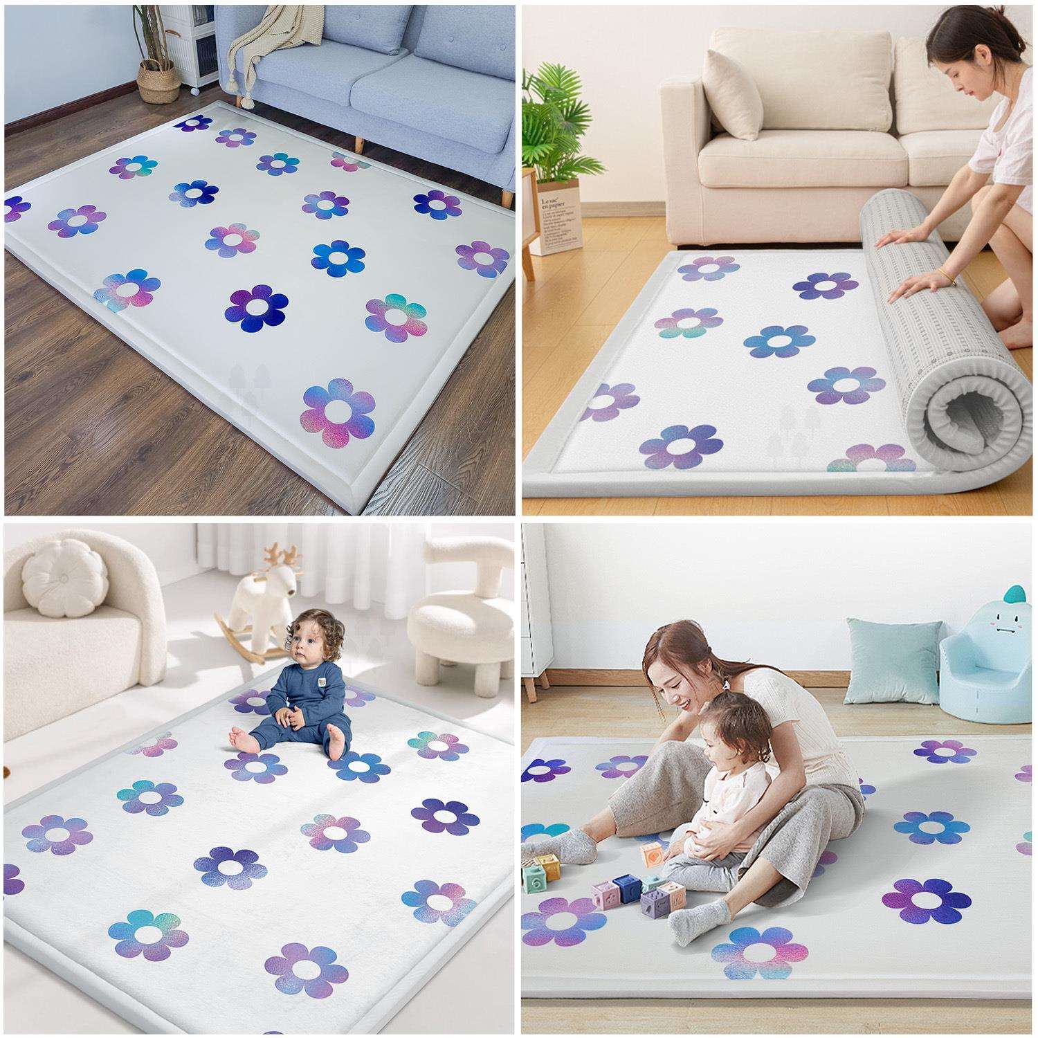 Foldable thickened sponge floor mats, household tatami children's crawling mats, bay window fence mats, non-slip mats