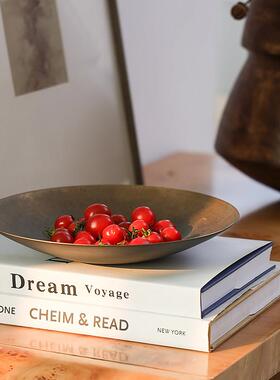 形上中古风实木器花瓶侘寂风客厅桌面彷古铜水果盘装饰品挂画 画