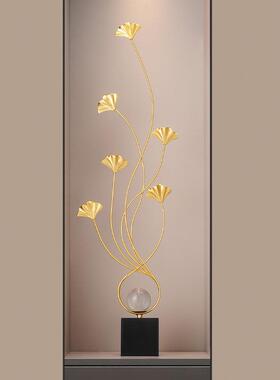 入户玄关壁龛银杏叶摆件迁客电视柜装饰品高感搬小号铁艺家乔新级