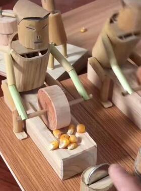 竹节人玩偶竹人玩具有钱使鬼推磨竹制品创意工艺品怀旧手工装饰品