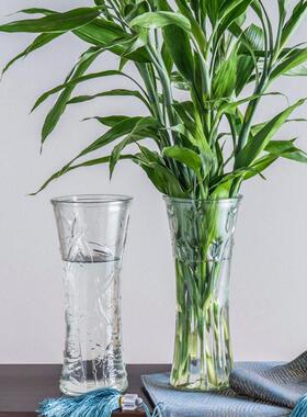 玻璃花透明水养富贵竹百合花客厅插花摆件空竹子水培