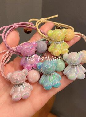 Colorful Bear Cartoon Elastic Hair Band For Women Crystal Ha