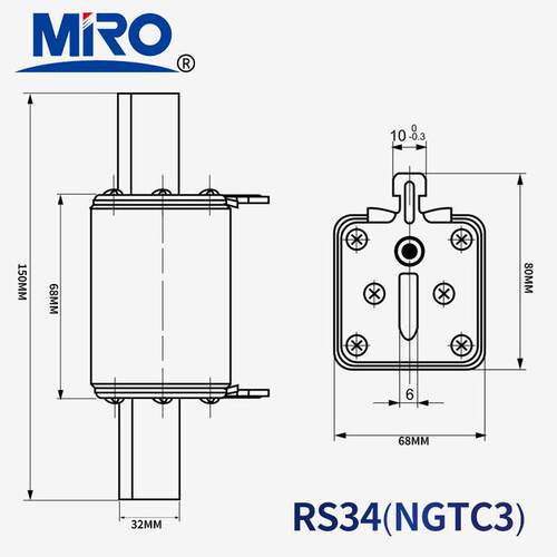 MRO茗熔RS34 NGTC3 690V aR 630A550A500A450A400A315A快速熔断器 - 图2