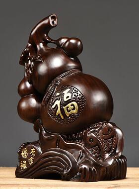 黑檀木雕葫芦摆件实木雕刻工艺品家居客厅办公室装饰摆设开业送礼