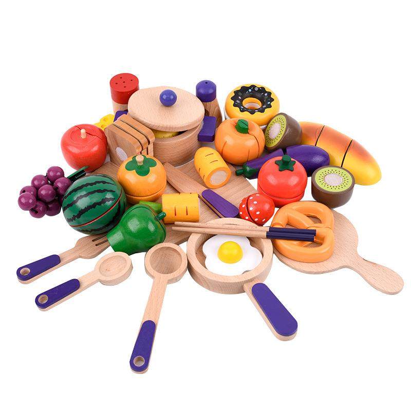 木制质豪华32pcs水果切切乐儿童过家家仿真厨房27件29件30件玩具 - 图3