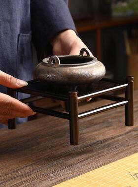 手工竹编四脚小茶台藤编日式茶道干泡台壶托便携置物架摆件展示架