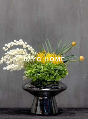 现代创意电镀银色蘑菇造型花瓶摆件客厅茶几玄关餐桌插花器装饰品