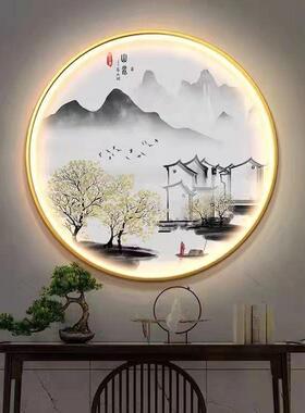 G4A新中式LED灯圆形山水画茶室客厅沙发走廊餐厅楼梯禅意玄关装饰