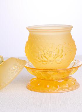 琉璃净水杯套装佛具摆件居家客厅佛堂寺庙桌面摆放供奉圣水杯供杯
