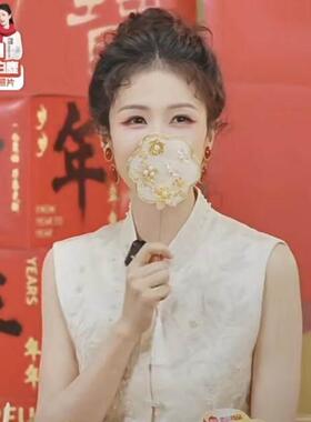 白鹿同款小扇子中式秀禾扇子迷你巴掌扇古风旗袍拍照伴娘新娘扇