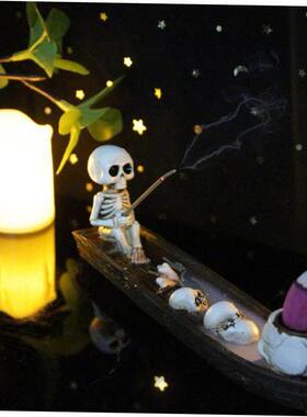 Halloween decoration skeleton ship incense craft display万圣