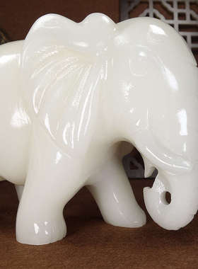 玉石大象摆件一对白玉吸水象客厅办公室装饰送礼简约现代厂家供货