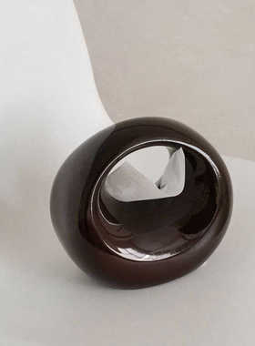 现代艺术感纸巾盒酒店书房客厅玄关桌面摆件高级感抽纸盒手提款