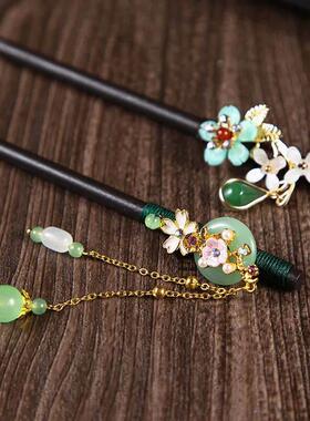 Wooden Hair Stick Chinese Style Winding Flower Hairpin With
