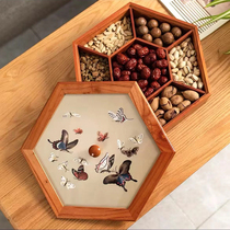 Su Embroidery Swing Piece New Chinese Solid Wood Embroidery Fruit Pan < Fu Butterfly > Upscale New Year Full Box Collection Gift Giving Gift