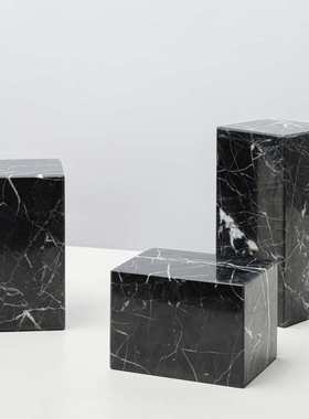 现代北欧几何正方不规则大理石摆件软装长方十字圆柱花瓶家居饰品