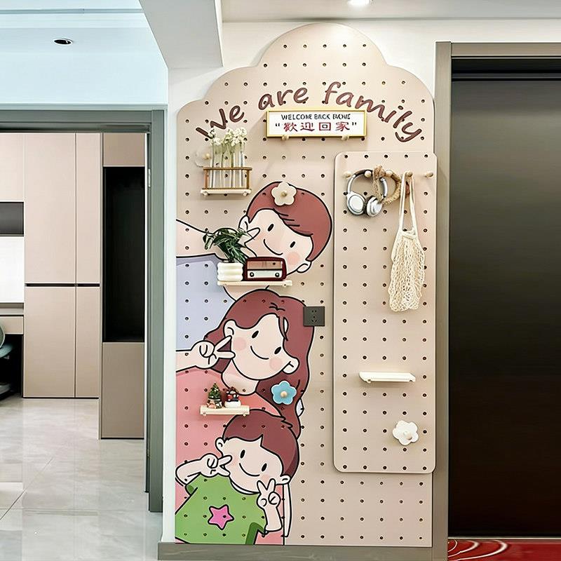 Hole board solid wood customizable entrance porch storage rack desk background wall decorative hanging display rack