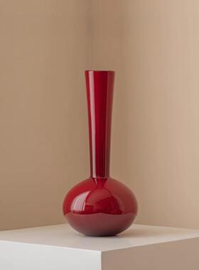 中古风小众高级感长颈陶瓷花瓶水养鲜花插花蝴蝶兰客厅餐桌摆件