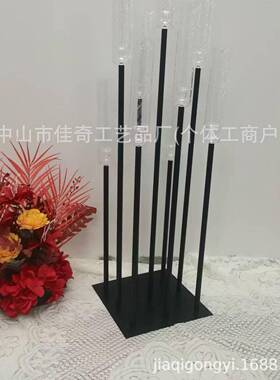 9头黑色烛路台婚道具酒店欧式摆蜡件用品家居装黑色9头饰创意引布