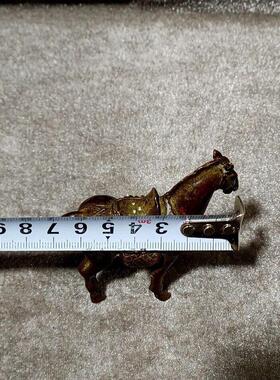 覆古包浆回流实心铜小唐马摆件骏马带马鞍马驹小铜马把件战马唐马