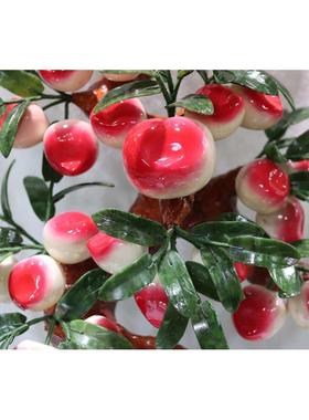 28盘玉雕家居饰品栽景工艺品玉石摆件南仙桃盘天然礼品仿真创意树