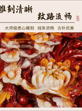 仿芙石蓉花开富玉器家摆居客厅件树脂AL637025创意摆设装饰工贵艺