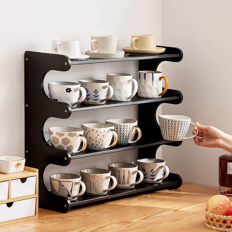 Water cup holder, mug, glass cup, paper cup, coffee, red wine cup storage shelf, high-end light luxury organizing rack, anti-
