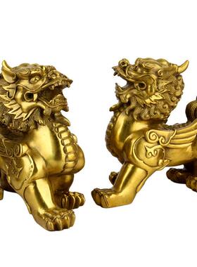 纯T61黄铜铜貔貅招财摆件对家居客厅办公装饰铜器工一品艺貔貅