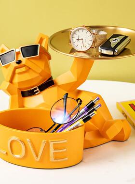 法斗犬摆玄收关进柜放钥匙纳托盘客厅门家EKD4241居件吧台装饰品