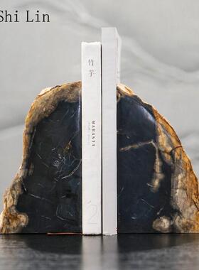 原创设计木化石书挡摆件书立架靠书房博古架工艺礼品摆饰摆饰办公