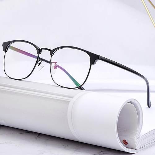 正品近视变眼镜男潮阳全框防光防蓝辐射大脸平光色丹配有度数近视 - 图0