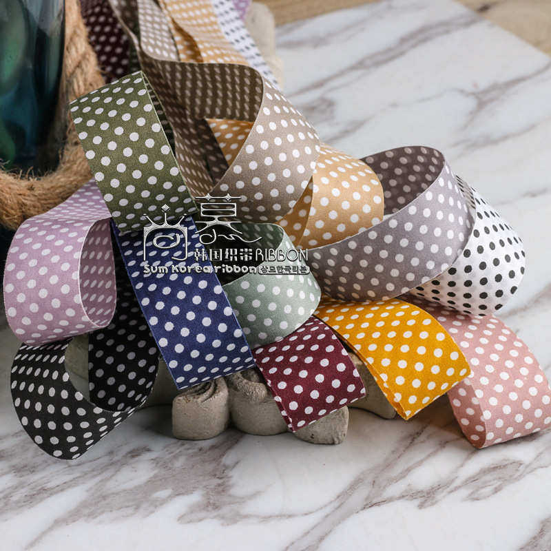 韩国织带 蝴蝶结发饰diy材料包装服装辅料丝带 彩色圆点涤棉带,淘宝优惠券,粉丝福利购,淘宝优惠卷