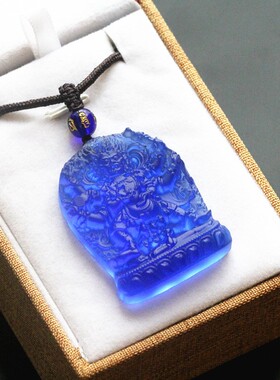 2026古法琉璃大黑天佛像吊坠男士六臂玛哈嘎拉随身佩戴挂件项链饰