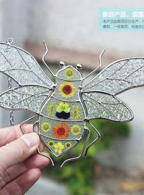 新品彩色玻璃镶嵌蜜蜂形状挂饰装饰窗户创意特色挂件