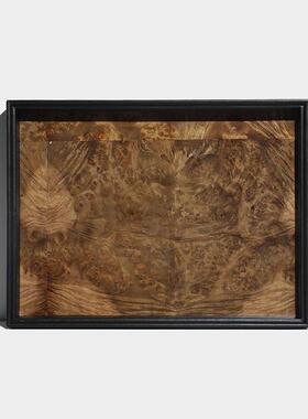 皮革果木皮托盘收纳盘软装售楼处客厅样板间卧室衣帽间收纳摆件